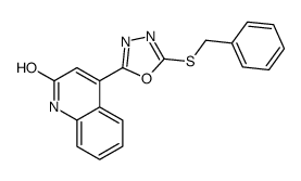 4-(5-benzylsulfanyl-1,3,4-oxadiazol-2-yl)-1H-quinolin-2-one结构式