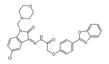 2-[4-(1,3-benzoxazol-2-yl)phenoxy]-N-[(E)-[5-chloro-1-(morpholin-4-ylmethyl)-2-oxoindol-3-ylidene]amino]acetamide结构式