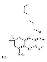 4-N-heptyl-7,7-dimethyl-6,8-dihydropyrimido[4,5-b][1,4]benzothiazine-4,9-diamine,hydrobromide Structure