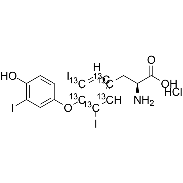 3,3',5-三碘甲状腺素-(酪氨酸苯基-13C6)盐酸盐结构式