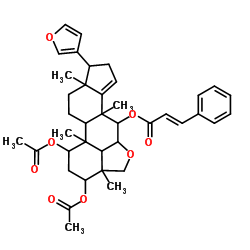 17α-(3-Furyl)-4,5,5',6-tetrahydro-4β,8-dimethylandrost-5-eno[6,5,4-bc]furan-14-ene-1α,3α,7α-triol 1,3-diacetate 7-(3-phenylpropenoate)结构式