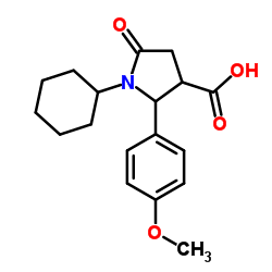 1-Cyclohexyl-2-(4-methoxyphenyl)-5-oxo-3-pyrrolidinecarboxylic acid结构式