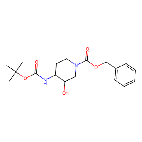 (3S,4S)-4-tert-butoxycarbonylamino-3-hydroxypiperidine-1-carboxylic acid benzyl ester structure