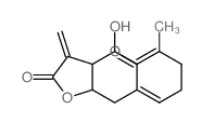 (3E,7Z)-9-hydroxy-7-methyl-11-methylidene-12-oxo-13-oxabicyclo[8.3.0]trideca-3,7-diene-3-carbaldehyde structure