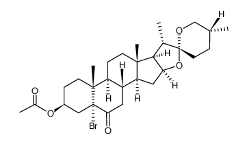 (25R)-3β-acetoxy-5-bromo-5α-spirostan-6-one结构式