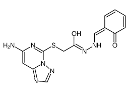 2-[(7-amino-[1,2,4]triazolo[1,5-c]pyrimidin-5-yl)sulfanyl]-N'-[(E)-(6-oxocyclohexa-2,4-dien-1-ylidene)methyl]acetohydrazide结构式