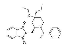 (1'S,2R)-4,4-diethoxy-1-(1'-phenylethyl)-2-phthalimidomethyl-piperidine结构式