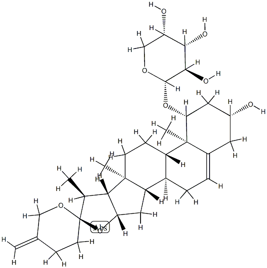 [3β-Hydroxyspirosta-5,25(27)-diene-1β-yl]α-L-arabinopyranoside structure