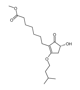 7-[(R)-4-Hydroxy-2-(3-methyl-butoxy)-5-oxo-cyclopent-1-enyl]-heptanoic acid methyl ester结构式