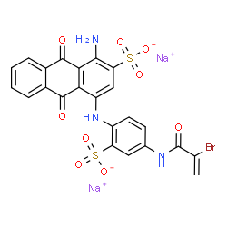 disodium 1-amino-4-[[4-[(2-bromo-1-oxoallyl)amino]-2-sulphonatophenyl]amino]-9,10-dihydro-9,10-dioxoanthracene-2-sulphonate结构式