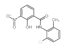 N-(2-chloro-6-methyl-phenyl)-2-hydroxy-3-nitro-benzamide结构式