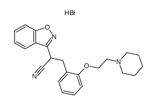 3-<1-cyano-2-<2-(2-piperidinoethoxy)phenyl>ethyl>-1,2-benzisoxazole hydrobromide Structure