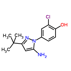 4-[5-Amino-3-(2-methyl-2-propanyl)-1H-pyrazol-1-yl]-2-chlorophenol Structure