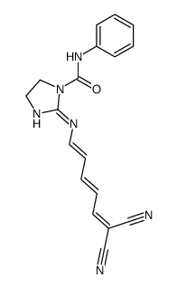 2-[(E)-(1E,3E)-6,6-Dicyano-hexa-1,3,5-trienylimino]-imidazolidine-1-carboxylic acid phenylamide Structure