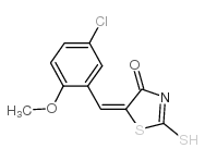 (5E)-5-(5-氯-2-甲氧基亚苄基)-2-疏基-1,3-噻唑-4(5H)-酮结构式