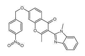 2-methyl-3-(1-methylbenzimidazol-2-yl)-7-[(4-nitrophenyl)methoxy]chromen-4-one结构式