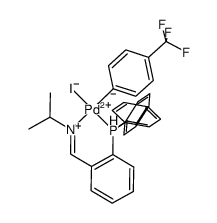 [PdI(C6H4CF3-4)(N-(2-(diphenylphosphino)benzylidene)(isopropyl)amine)] Structure