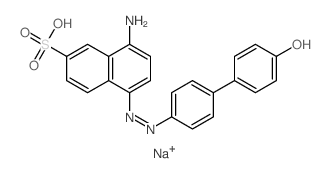 2-Naphthalenesulfonicacid, 8-amino-5-[2-(4'-hydroxy[1,1'-biphenyl]-4-yl)diazenyl]-, sodium salt(1:1) picture