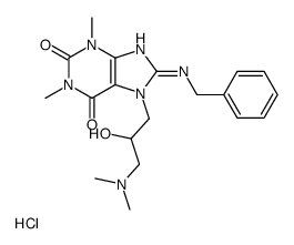 1H-Purine-2,6-dione, 3,7-dihydro-1,3-dimethyl-7-(3-(dimethylamino)-2-h ydroxypropyl)-8-((phenylmethyl)amino)-, monohydrochloride picture