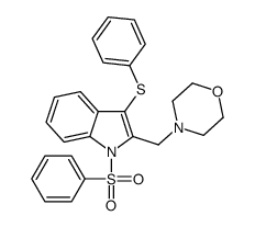 4-[[1-(benzenesulfonyl)-3-phenylsulfanylindol-2-yl]methyl]morpholine Structure