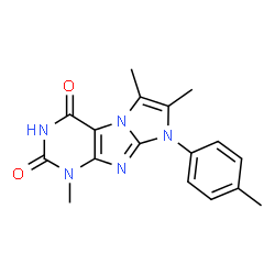 2,3,7-Trimethyl-1-p-tolyl-1H,7H-1,3a,5,7,8-pentaaza-cyclopenta[a]indene-4,6-dione结构式