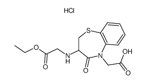 5-carboxymethyl-3-ethoxycarbonylmethylamino-2,3-dihydro-1,5-benzothiazepin-4(5H)-one hydrochloride Structure