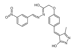 2-[4-[(Z)-(3-methyl-5-oxo-1H-pyrazol-4-ylidene)methyl]phenoxy]-N-[(3-n itrophenyl)methylideneamino]acetamide Structure