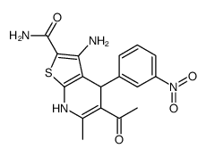 5-acetyl-3-amino-6-methyl-4-(3-nitrophenyl)-4,7-dihydrothieno[2,3-b]pyridine-2-carboxamide Structure