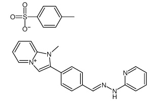 4-methylbenzenesulfonate,N-[[4-(1-methylimidazo[1,2-a]pyridin-4-ium-2-yl)phenyl]methylideneamino]pyridin-2-amine结构式