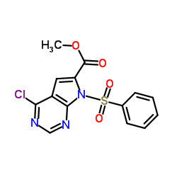 7-(苯磺酰基)-4-氯-7H-吡咯并[2,3-d]嘧啶-6-羧酸甲酯结构式