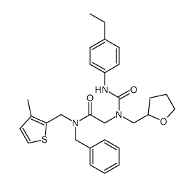 N-benzyl-2-[(4-ethylphenyl)carbamoyl-(oxolan-2-ylmethyl)amino]-N-[(3-methylthiophen-2-yl)methyl]acetamide结构式