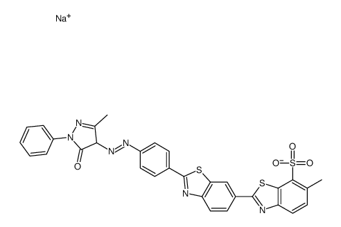 sodium 2'-[4-[(4,5-dihydro-3-methyl-5-oxo-1-phenyl-1H-pyrazol-4-yl)azo]phenyl]-6-methyl[2,6'-bibenzothiazole]-7-sulphonate structure