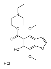 5-Benzofurancarboxylic acid, 4,7-dimethoxy-6-hydroxy-, 2-(diethylamino )ethyl ester, hydrochloride Structure