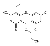 6-(3,5-dichlorophenyl)sulfanyl-5-ethyl-1-(2-hydroxyethoxymethyl)-2-sulfanylidenepyrimidin-4-one结构式