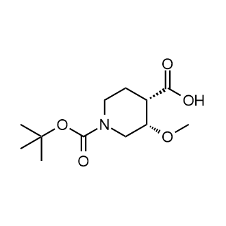 (3S,4S)-1-(tert-Butoxycarbonyl)-3-methoxypiperidine-4-carboxylic acid structure