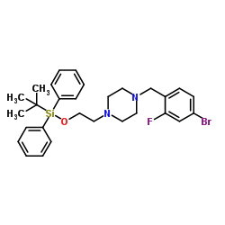 1-(4-Bromo-2-fluorobenzyl)-4-(2-{[(2-methyl-2-propanyl)(diphenyl)silyl]oxy}ethyl)piperazine结构式