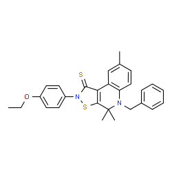5-Benzyl-2-(4-ethoxyphenyl)-4,4,8-trimethyl-4,5-dihydro[1,2]thiazolo[5,4-c]quinoline-1(2H)-thione结构式