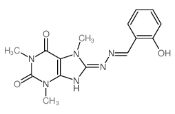 1,3,7-trimethyl-8-[2-[(E)-(6-oxo-1-cyclohexa-2,4-dienylidene)methyl]hydrazinyl]purine-2,6-dione Structure