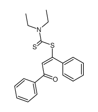 S-(1,3-diphenyl-3-oxopropen-1-yl)-N,N-diethyldithiocarbamate Structure