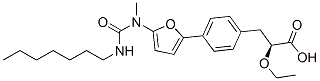 Benzenepropanoic acid,-alpha--ethoxy-4-[5-[[(heptylamino)carbonyl]methylamino]-2-furanyl]-,(-alpha-S)- Structure