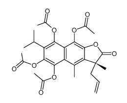 (R)-5,6,8,9-tetraacetoxy-3-allyl-7-isopropyl-3,4-dimethylnaphtho<2,3-b>furan-2(3H)-one 结构式
