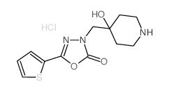 3-(4-Hydroxy-piperidin-4-ylmethyl)-5-thiophen-2-yl-3H-[1,3,4]oxadiazol-2-one hydrochloride结构式