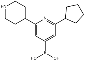 2-Cyclopentyl-6-(piperidin-4-yl)pyridine-4-boronic acid structure