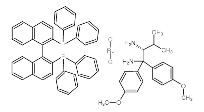 二氯[(R)-(+)-2,2''-双(二苯基膦基)-1,1''-联萘基] [(2R)-(-)-1,1-双(4-甲氧基苯基)-3-甲基-1,2-丁二胺]钌(II)二氯甲烷加合物结构式