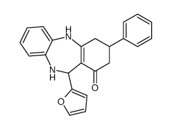 6-(furan-2-yl)-9-phenyl-5,6,8,9,10,11-hexahydrobenzo[b][1,4]benzodiazepin-7-one结构式