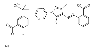 sodium [5-tert-butylsalicylato(2-)O1,O2][2-[(4,5-dihydro-3-methyl-5-oxo-1-phenyl-1H-pyrazol-4-yl)azo]benzoato(2-)]chromate(1-)结构式