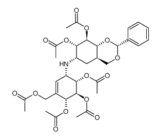 4,7-O-benzylidenevalidoxylamine A hexa-O-acetate Structure