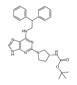 {(R)-1-[6-(2,2-diphenyl-ethylamino)-9H-purin-2-yl]-pyrrolidin-3-yl}-carbamic acid tert-butyl ester Structure