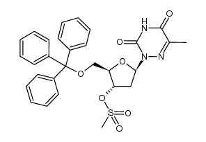 (2R,3S,5R)-5-(6-methyl-3,5-dioxo-4,5-dihydro-1,2,4-triazin-2(3H)-yl)-2-((trityloxy)methyl)tetrahydrofuran-3-yl methanesulfonate结构式