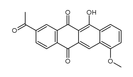 2-acetyl-11-hydroxy-7-methoxy-5,12-naphthacenedione结构式